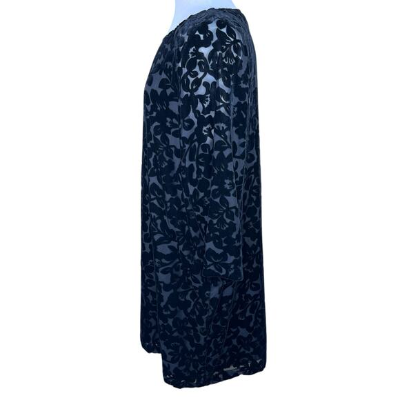 Garnet Hill Women’s Black Velvet Burnout Holiday Cocktail Dress Size 16 EUC - Picture 8 of 12